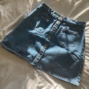 UO BDG regular wash button down denim mini skirt